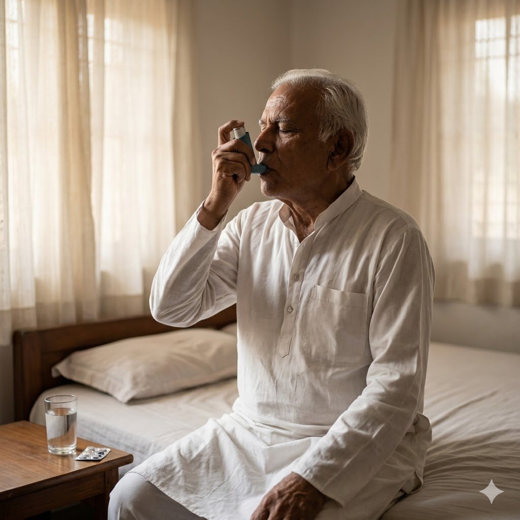 Elderly Indian with an inhaler — non-smoker COPD and the silent decline