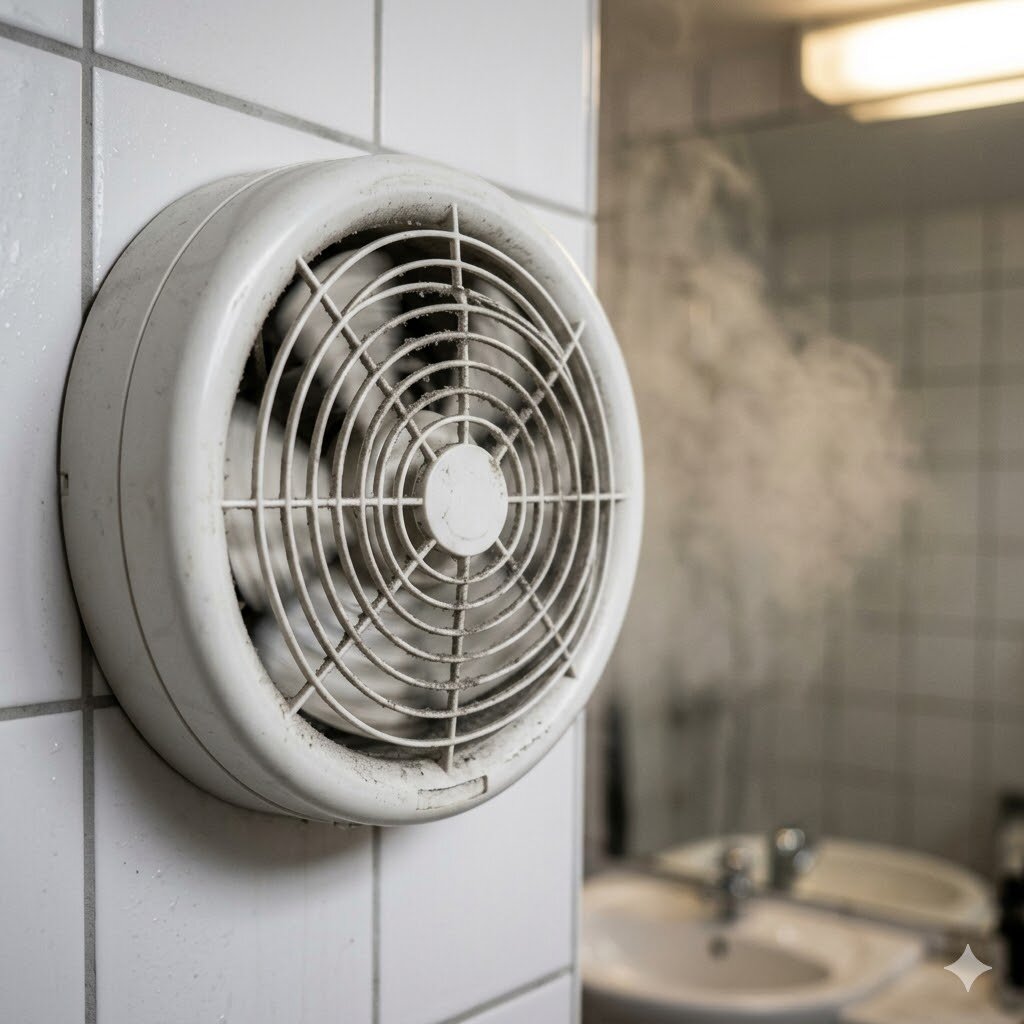 Bathroom exhaust fan — the 60-second tissue test to check airflow