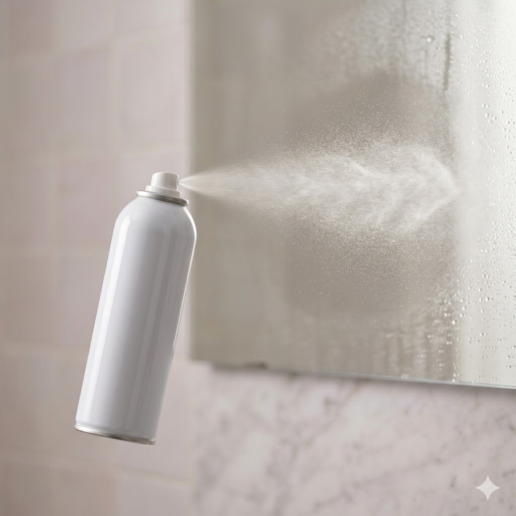 Aerosol deodorant spray — the 2-second VOC spike inside an Indian bathroom