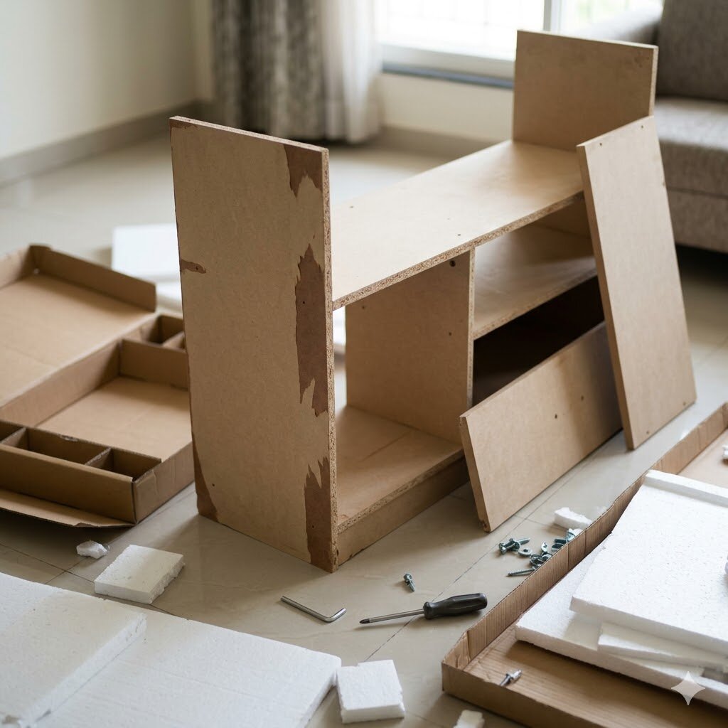 Newly-unboxed MDF furniture — the silent source of formaldehyde in Indian homes