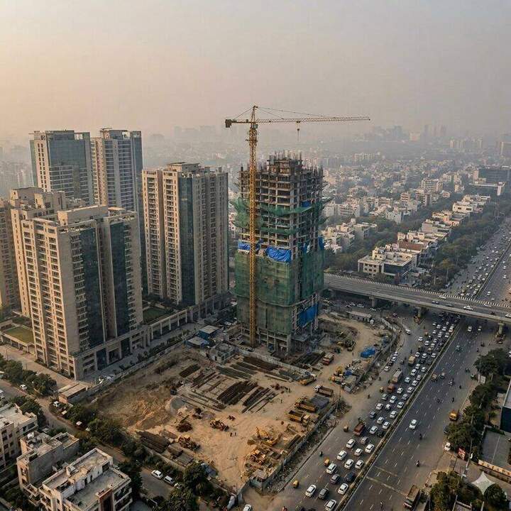 Gurugram's continuous construction boom — the under-discussed source of NCR PM10 and silica