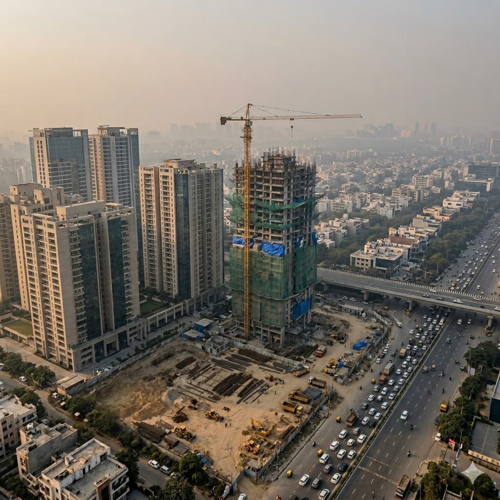 Gurugram's continuous construction boom — the under-discussed source of NCR PM10 and silica