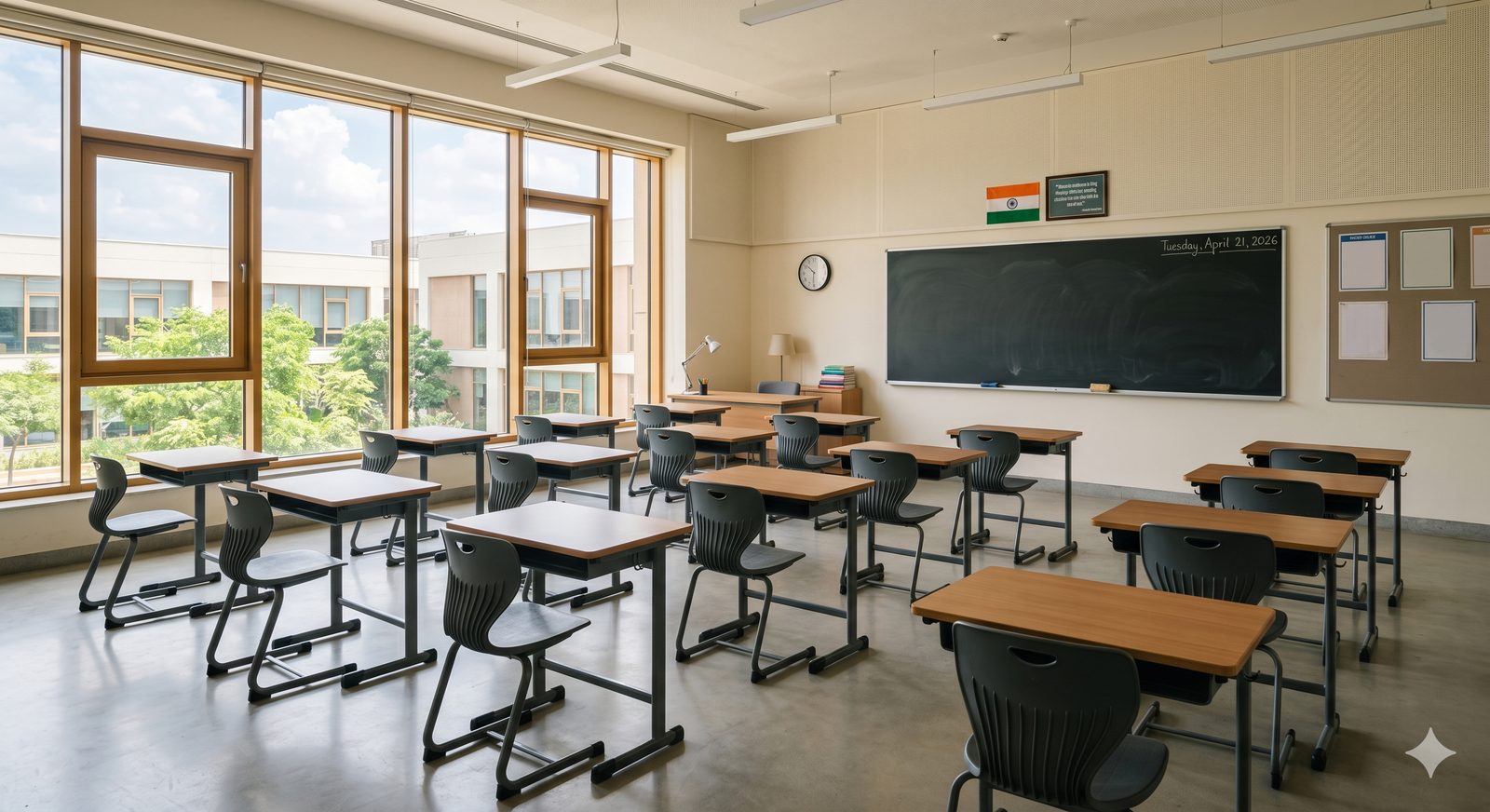 Empty classroom interior